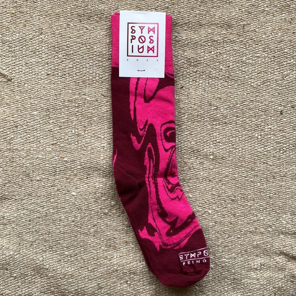 NWT Pink + Red Swirl Crew Socks